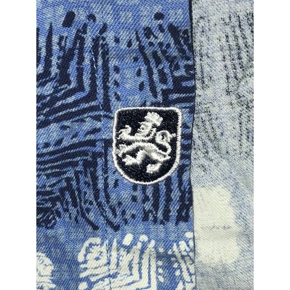 Nat Nast Men's Sz XXL Blue/White Silk/Cotton Geometric Button Front Pocket Shirt - Picture 5 of 5